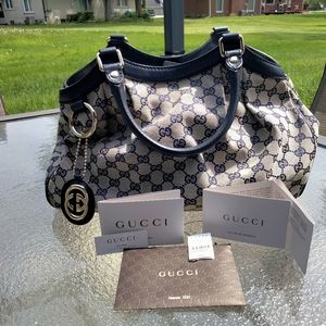 Gucci Monogram Sukey Tote Navy